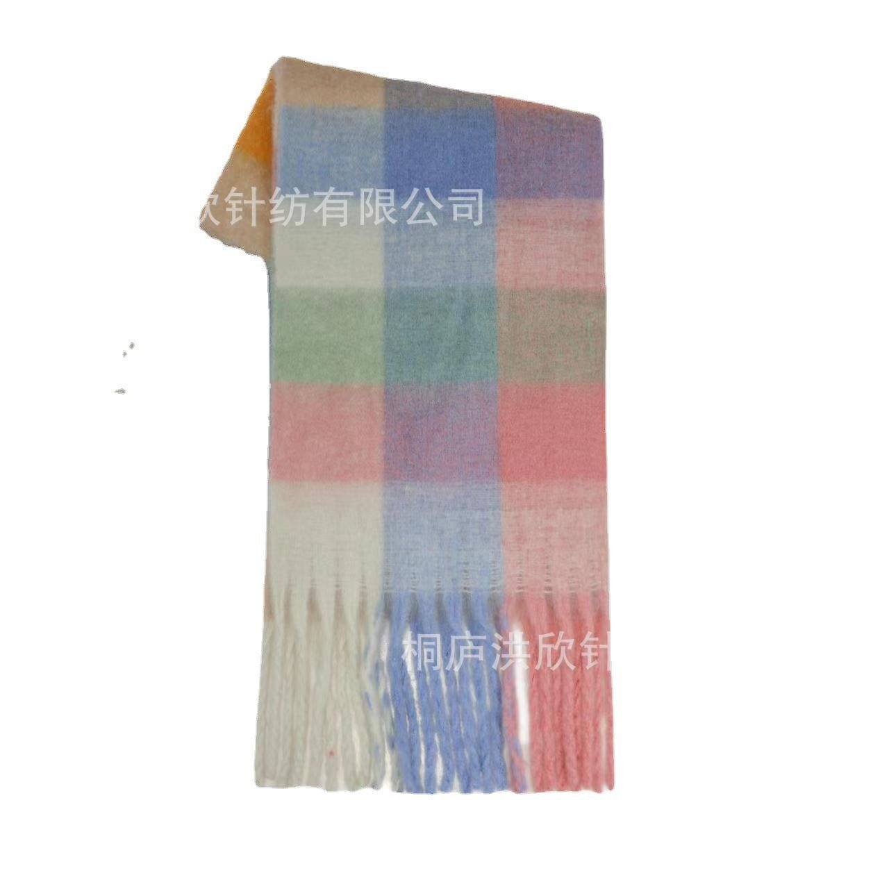 Hillside Men's and Women's Autumn and Winter Fashion Warm Rainbow Plaid Shawl Versatile Tassel Scarf - Posterify