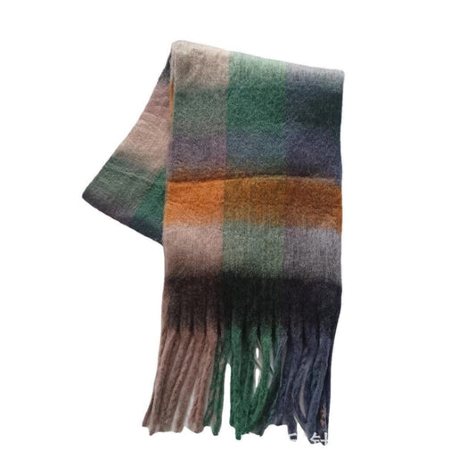 Hillside Men's and Women's Autumn and Winter Fashion Warm Rainbow Plaid Shawl Versatile Tassel Scarf - Posterify