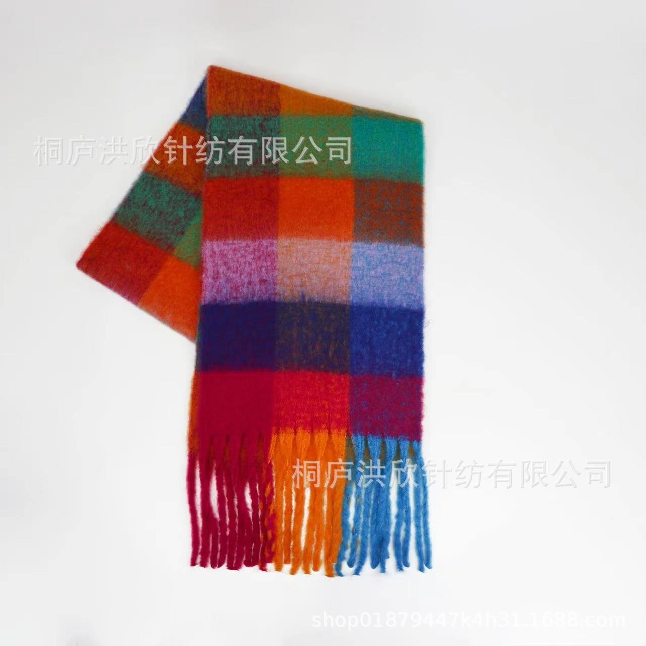 Hillside Men's and Women's Autumn and Winter Fashion Warm Rainbow Plaid Shawl Versatile Tassel Scarf - Posterify