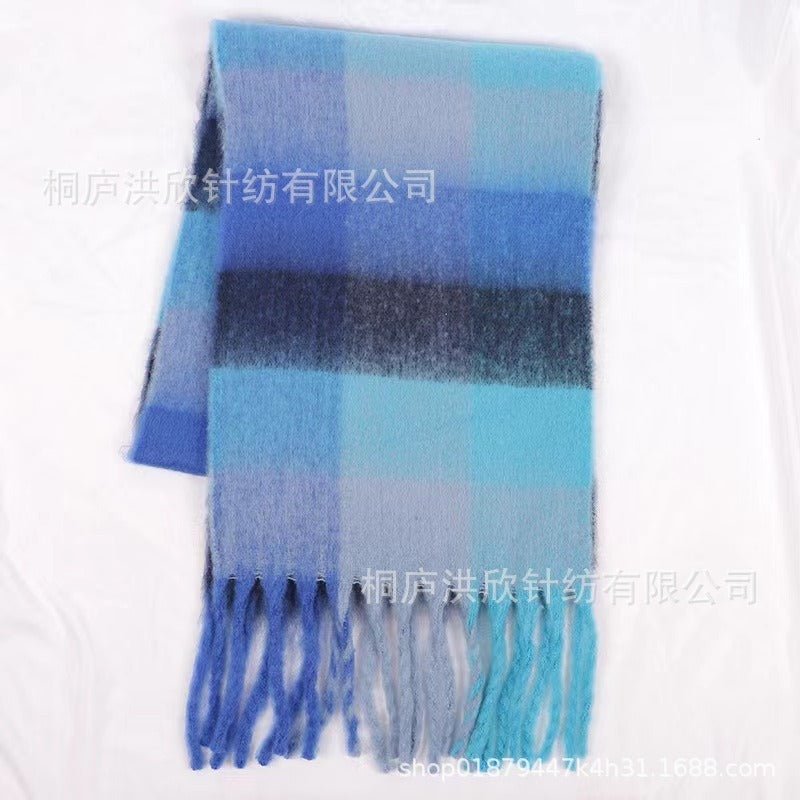 Hillside Men's and Women's Autumn and Winter Fashion Warm Rainbow Plaid Shawl Versatile Tassel Scarf - Posterify