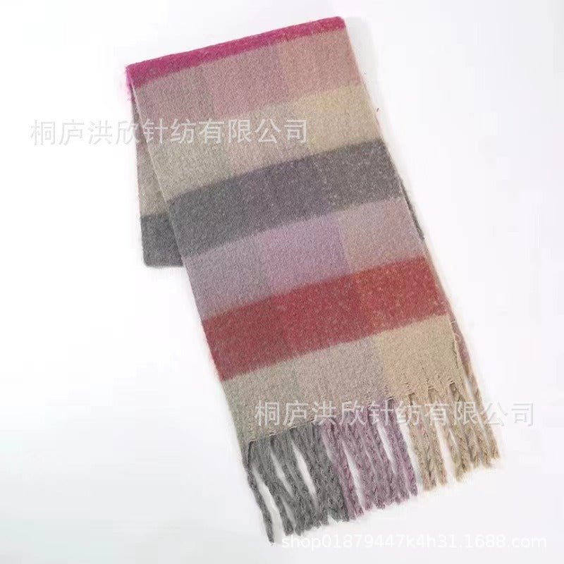 Hillside Men's and Women's Autumn and Winter Fashion Warm Rainbow Plaid Shawl Versatile Tassel Scarf - Posterify