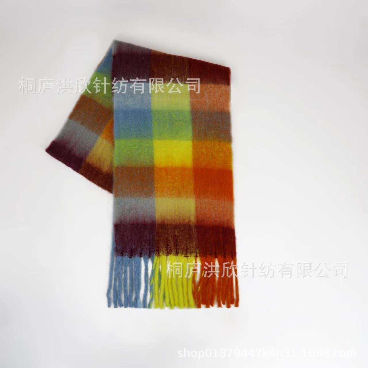 Hillside Men's and Women's Autumn and Winter Fashion Warm Rainbow Plaid Shawl Versatile Tassel Scarf - Posterify