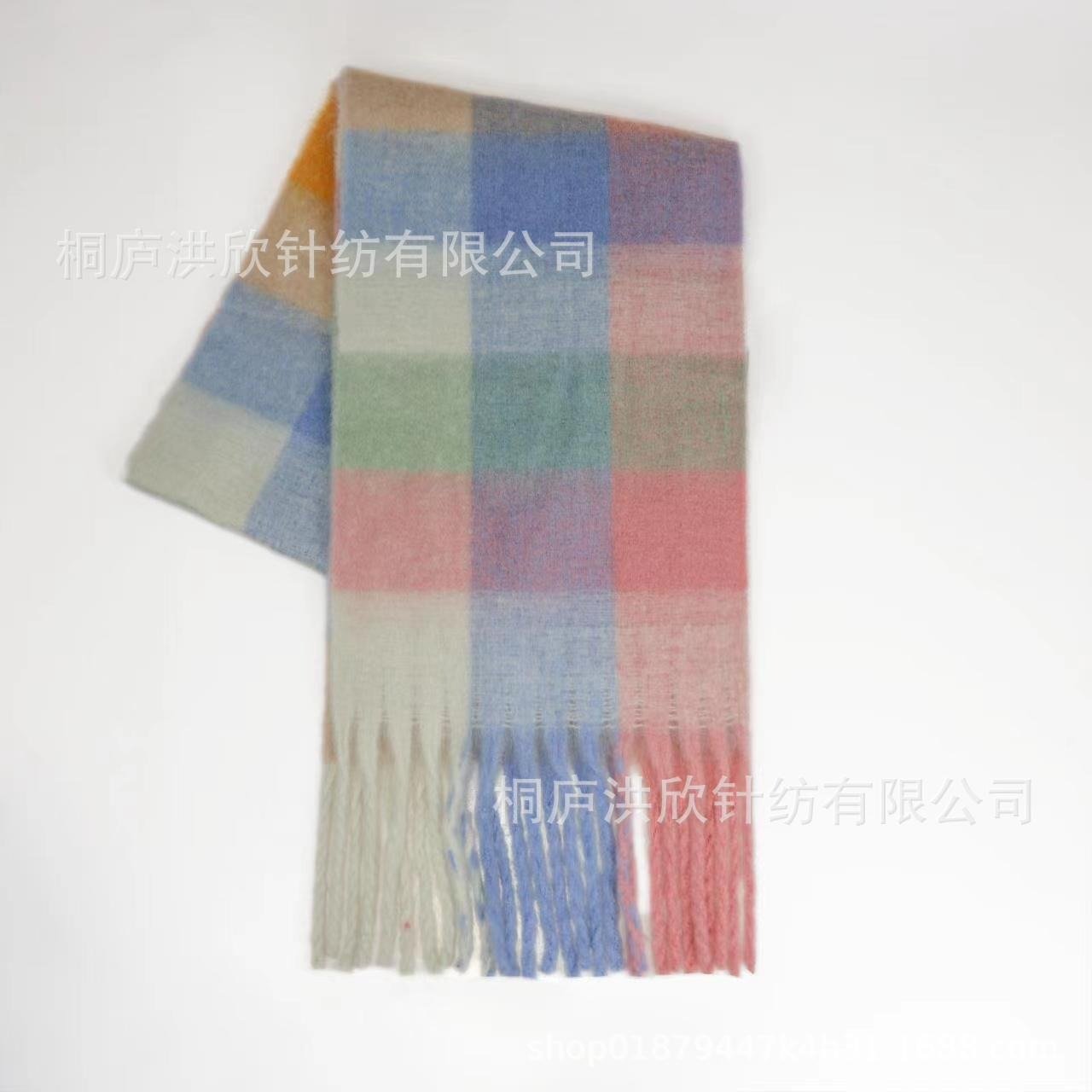 Hillside Men's and Women's Autumn and Winter Fashion Warm Rainbow Plaid Shawl Versatile Tassel Scarf - Posterify