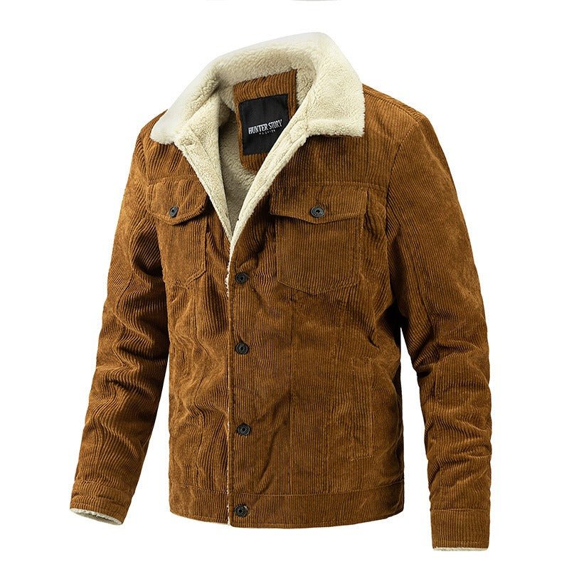 Hillside Men's Corduroy Plush Jacket Fashion Casual Coat Fashion Men's Wear - Posterify