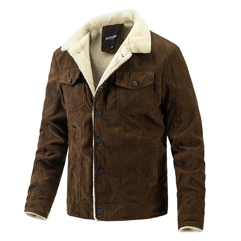 Hillside Men's Corduroy Plush Jacket Fashion Casual Coat Fashion Men's Wear - Posterify