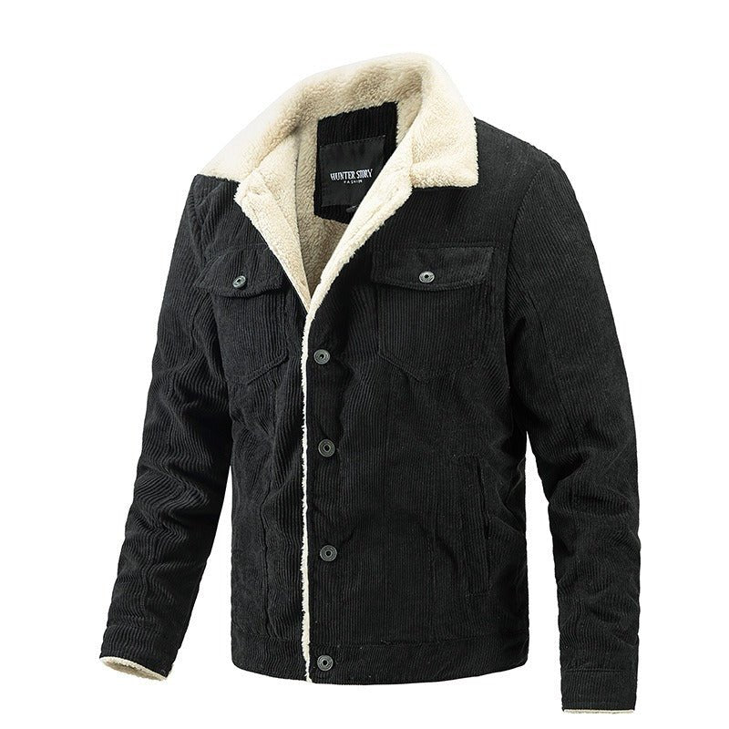 Hillside Men's Corduroy Plush Jacket Fashion Casual Coat Fashion Men's Wear - Posterify