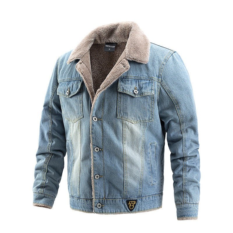 Hillside Men's Denim Coat Autumn Winter Jacket Plush Casual Fashion Trend - Posterify