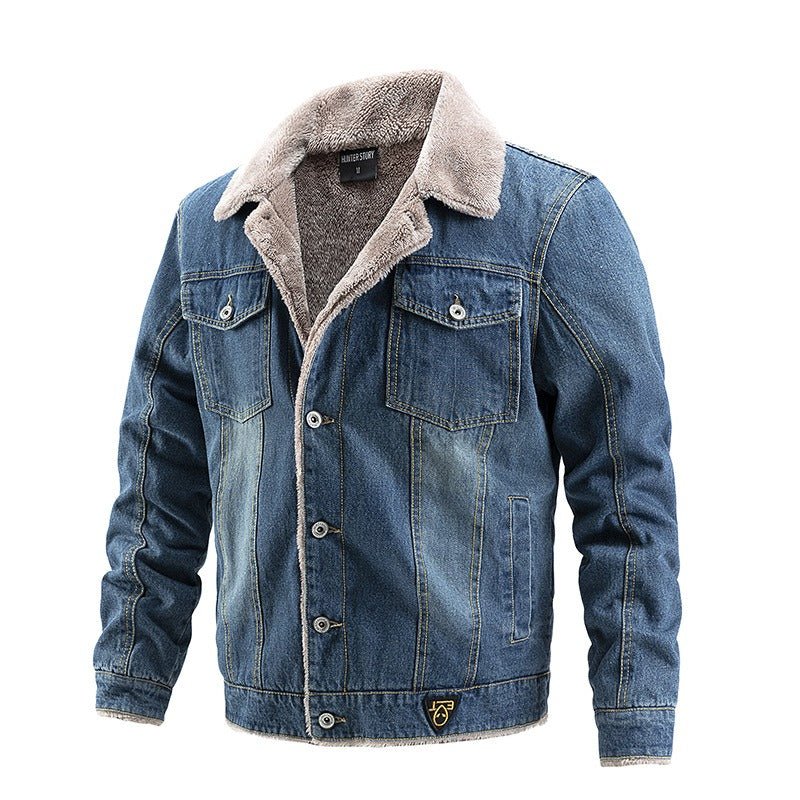 Hillside Men's Denim Coat Autumn Winter Jacket Plush Casual Fashion Trend - Posterify