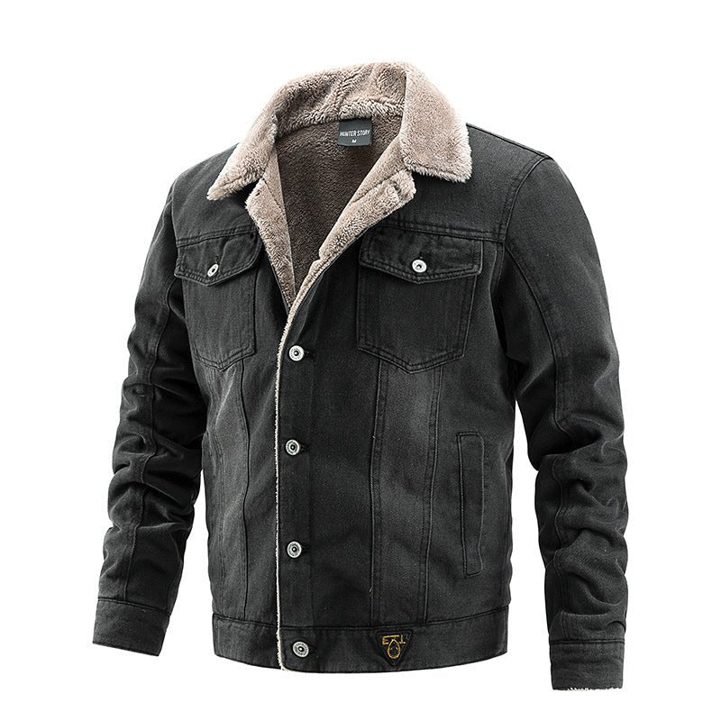 Hillside Men's Denim Jacket Autumn Winter Jacket Plush Casual Men's Fashion Trend - Posterify