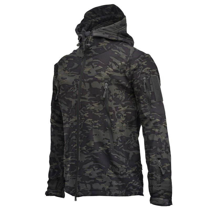 Hillside Shark Skin Soft Shell Jacket Camouflage Hooded Fleece Jacket Waterproof Wind Climbing Warm Coat Winter - Posterify