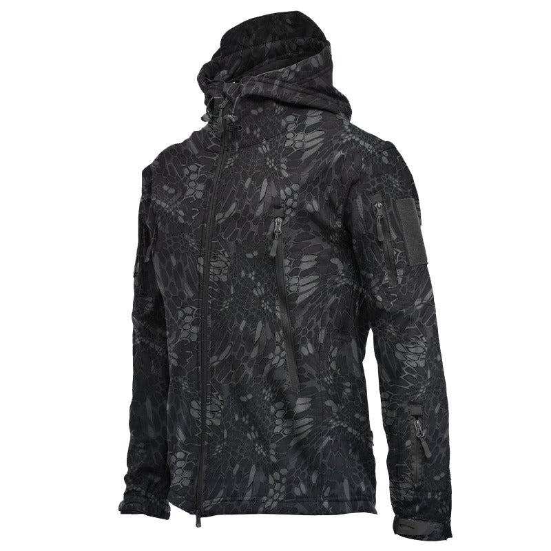 Hillside Shark Skin Soft Shell Jacket Camouflage Hooded Fleece Jacket Waterproof Wind Climbing Warm Coat Winter - Posterify