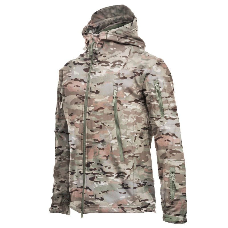 Hillside Shark Skin Soft Shell Jacket Camouflage Hooded Fleece Jacket Waterproof Wind Climbing Warm Coat Winter - Posterify