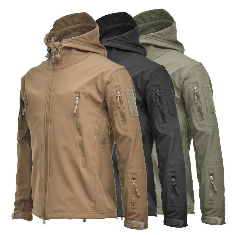 Hillside Shark Skin Soft Shell Jacket Camouflage Hooded Fleece Jacket Waterproof Wind Climbing Warm Coat Winter - Posterify