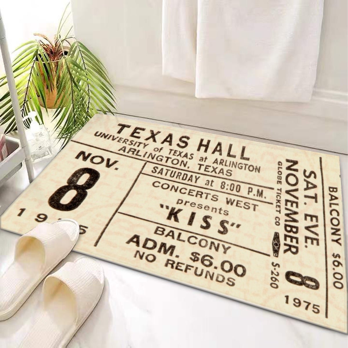 Kiss 1975 Vintage Concert Ticket Door Mat - Posterify