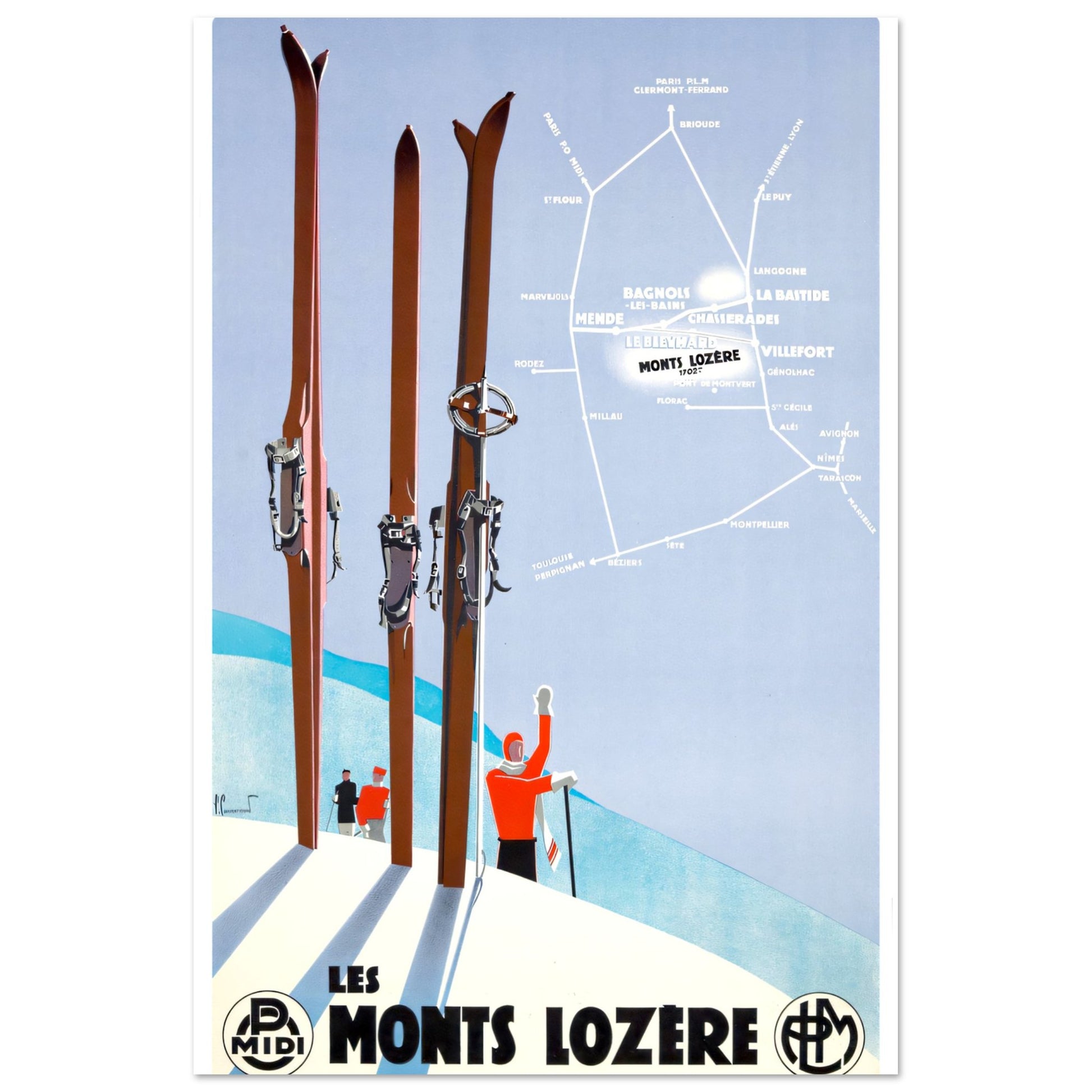 Les Monts Lozere Vintage poster reprint on Premium Matte Paper - Posterify