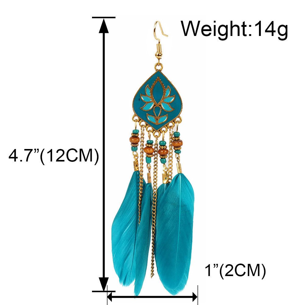 Long Feather Fringe Earrings Exaggerated Indian Drop Earrings - Posterify