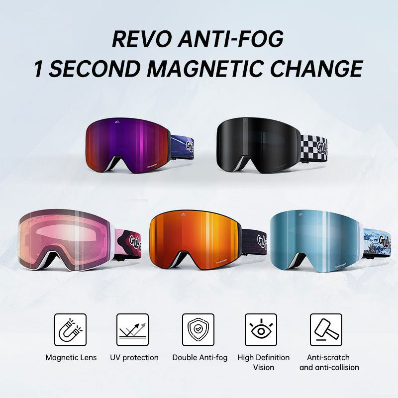 Magnetic ski goggles for men and women double anti - fog outdoor sports riding equipment goggles windproof - Posterify