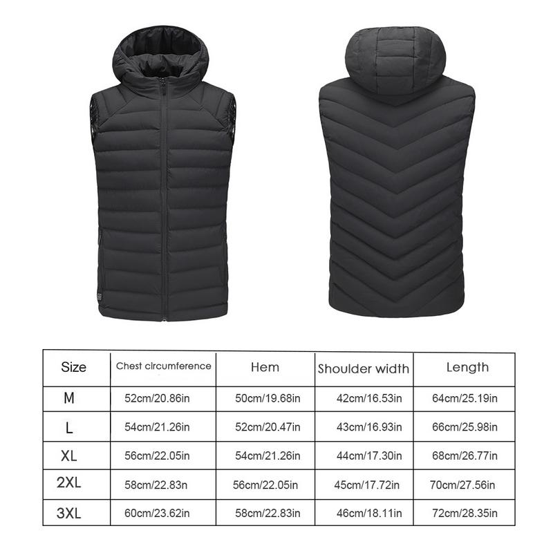 Men Outdoor USB Infrared Heating Vest Hooded Jacket Winter Electric Thermal Waistcoat For Sports Hiking Vest Clothing - Posterify