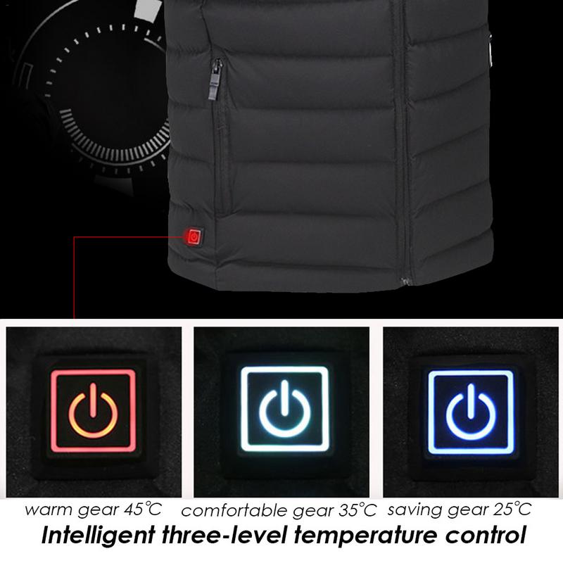 Men Outdoor USB Infrared Heating Vest Hooded Jacket Winter Electric Thermal Waistcoat For Sports Hiking Vest Clothing - Posterify