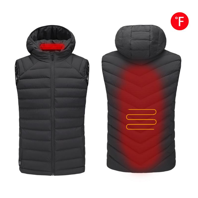 Men Outdoor USB Infrared Heating Vest Hooded Jacket Winter Electric Thermal Waistcoat For Sports Hiking Vest Clothing - Posterify