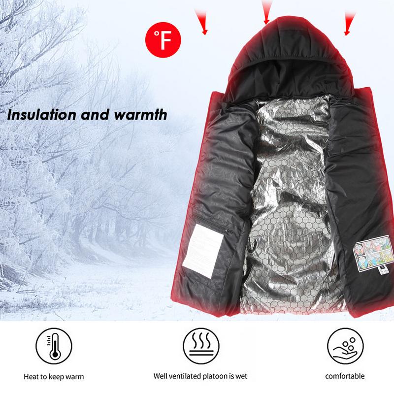 Men Outdoor USB Infrared Heating Vest Hooded Jacket Winter Electric Thermal Waistcoat For Sports Hiking Vest Clothing - Posterify