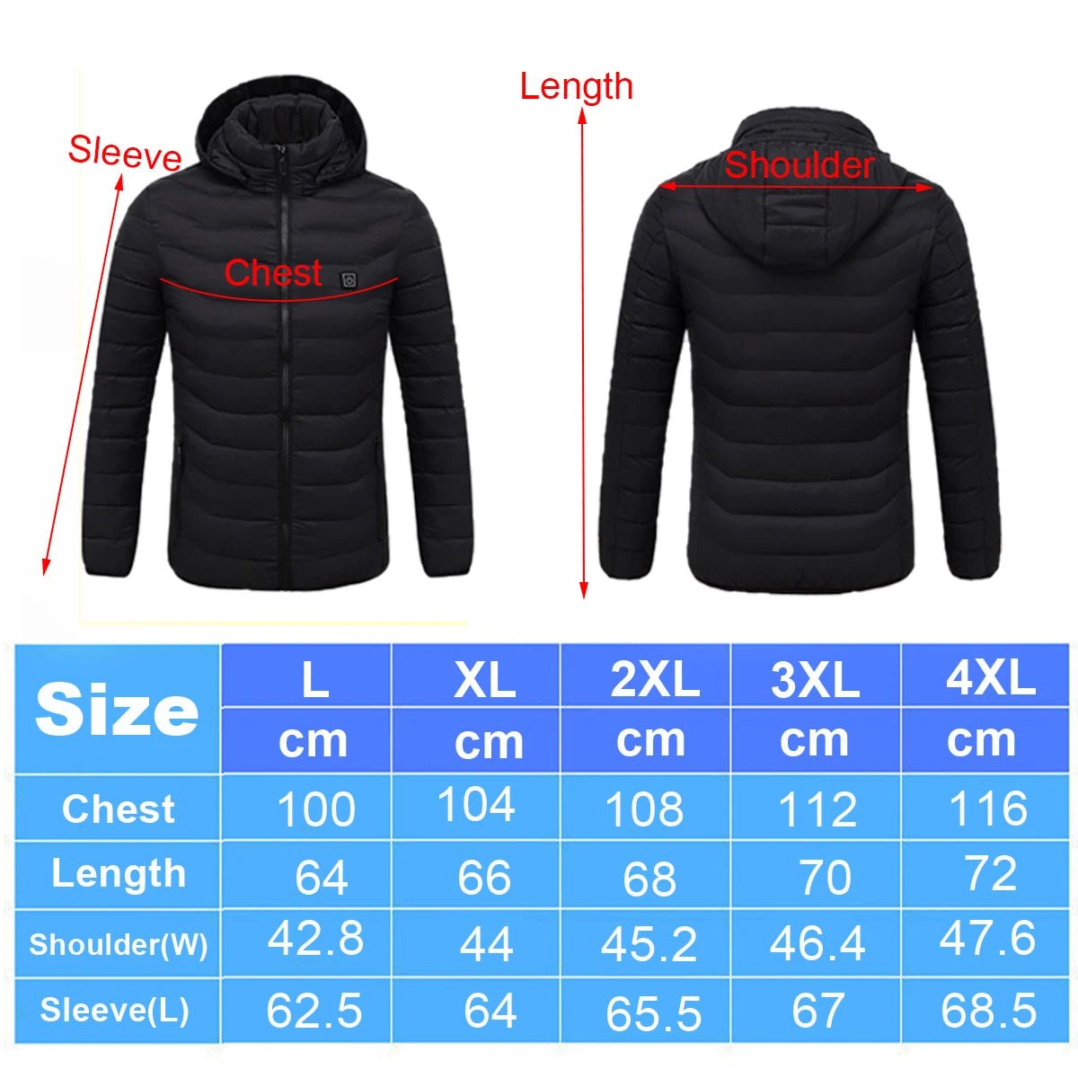 Mens Winter Heated USB Hooded Work Jacket Coats Adjustable Temperature Control Safety Clothing - Posterify