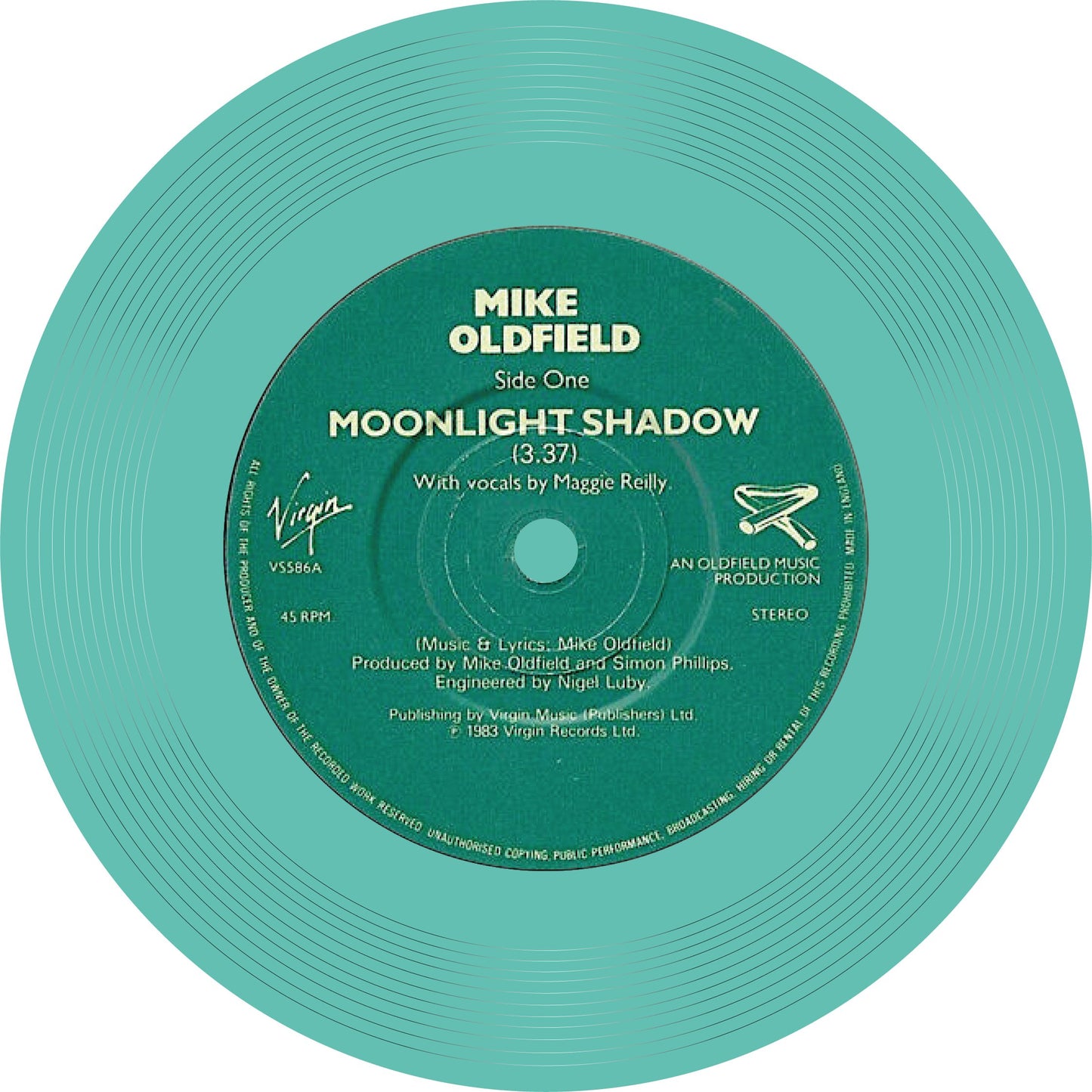 Mike Oldfield, Moonlight Shadow, Vinyl Record Single Mat - Posterify