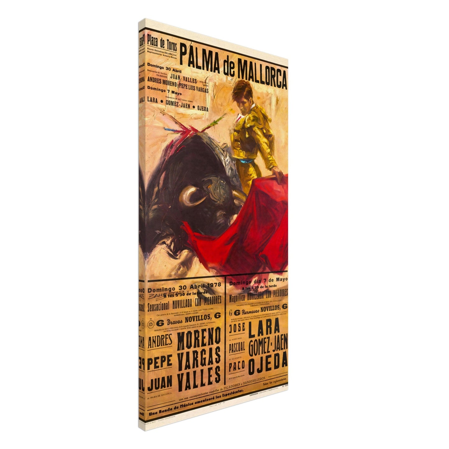 Placa De Toros 1978, Mallorca, Canvas Print - Posterify