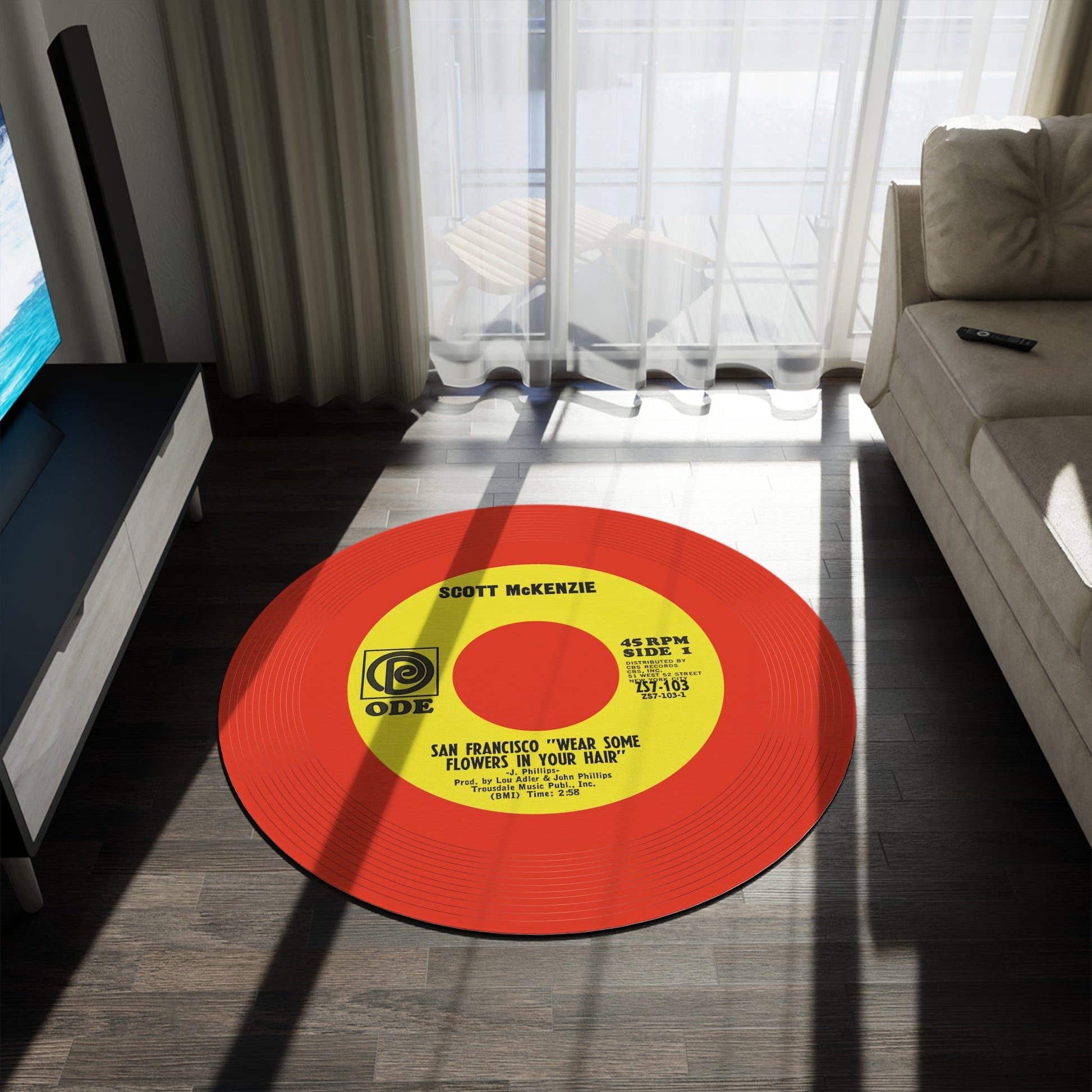 San Francisco, Wear some flowers in your hair, Vinyl Single record mat (Customize a mat on request) - Posterify