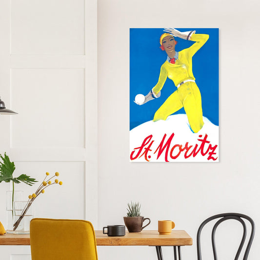St Moritz Vintage Poster Reprint on Premium matte Paper - Posterify