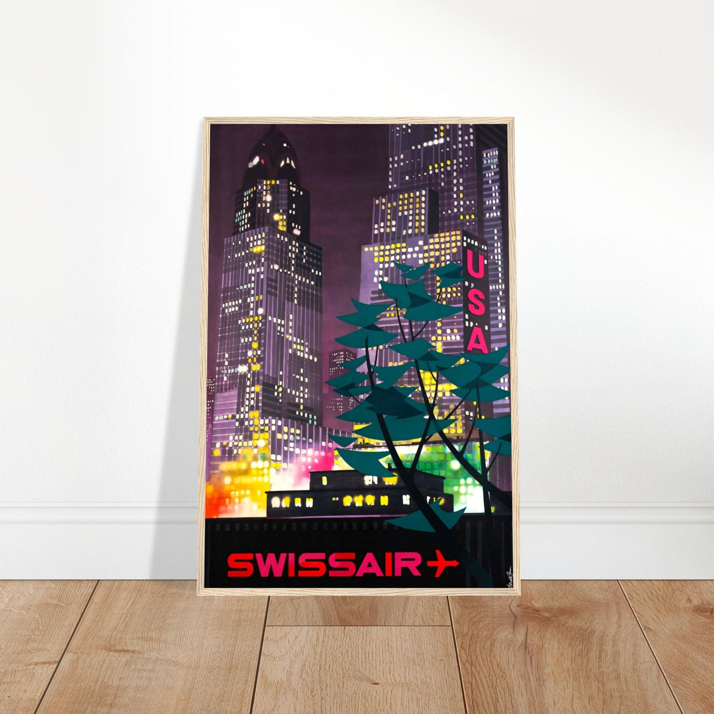 Swiss Air 'New York' Vintage Reprint Poster Wall art - Posterify