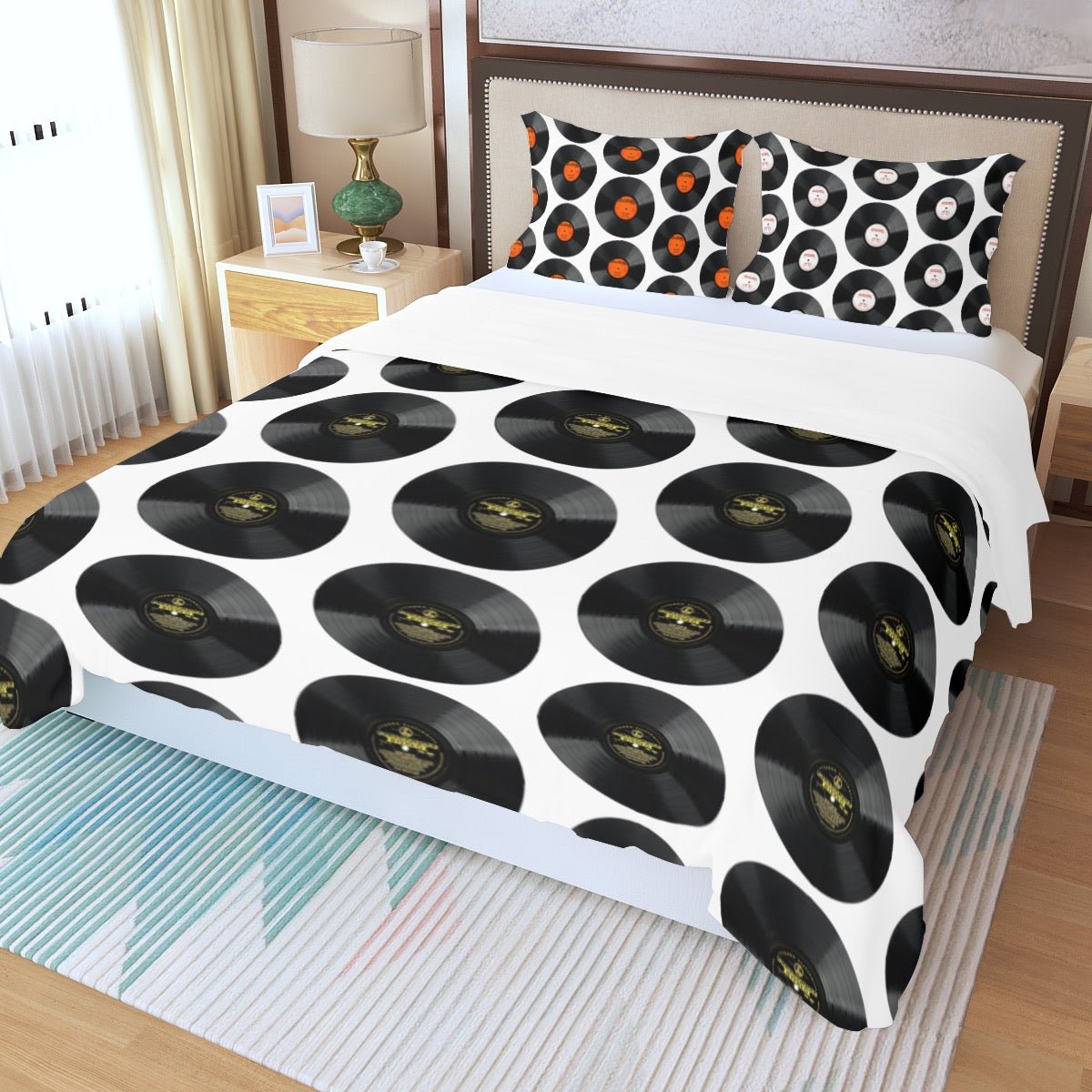 Three Piece Vinyl Records Duvet Cover Set - Posterify