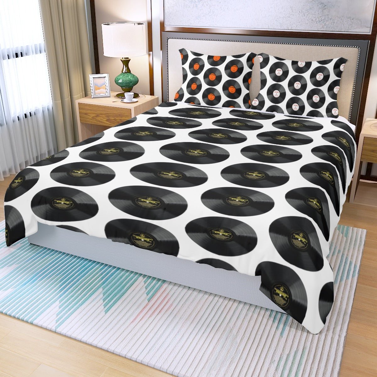 Three Piece Vinyl Records Duvet Cover Set - Posterify