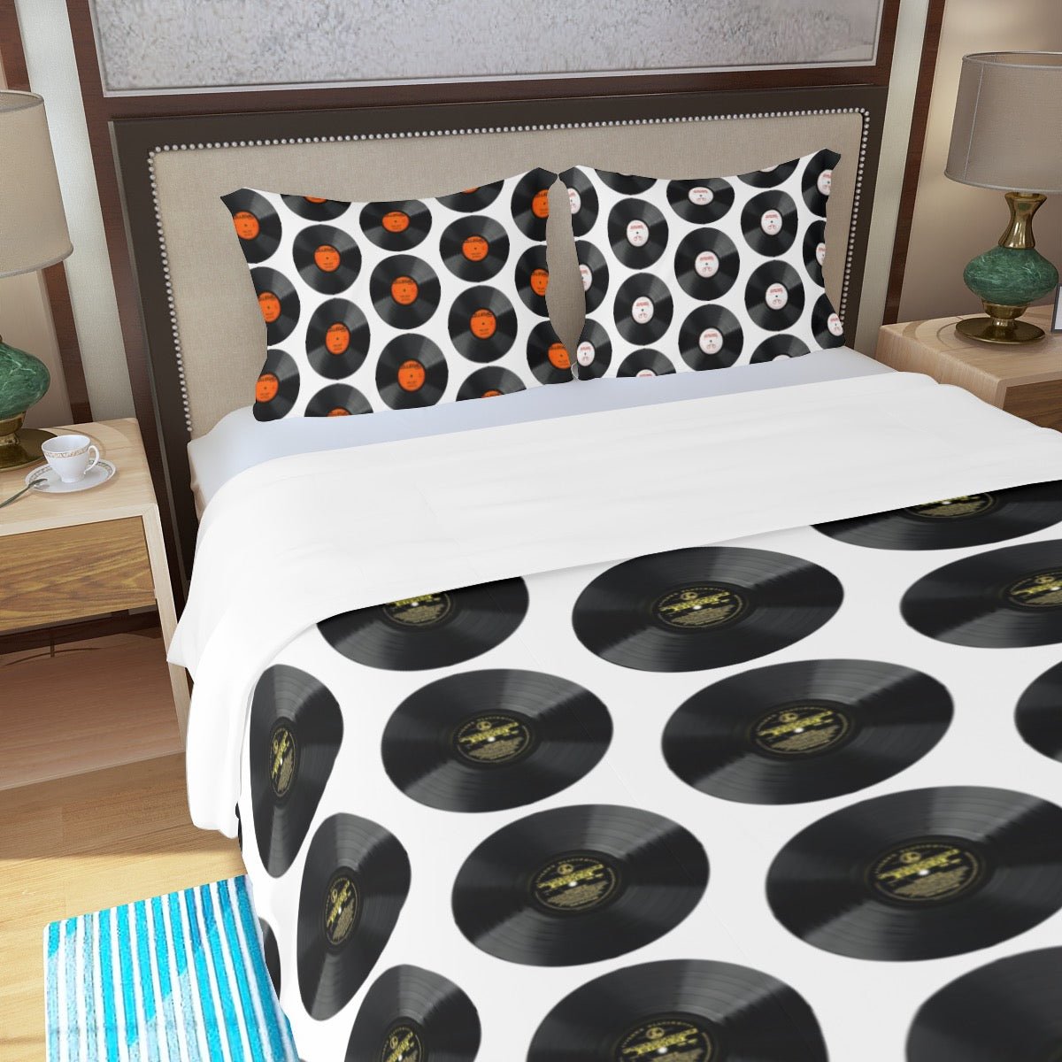 Three Piece Vinyl Records Duvet Cover Set - Posterify