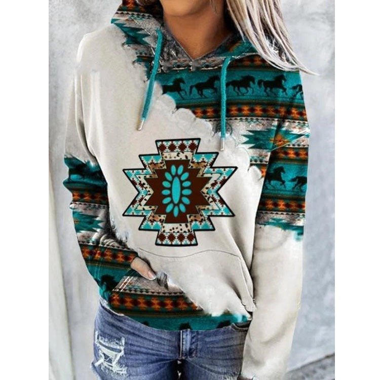 Top Autumn and Winter New Women's National Style Printed Sweater - Posterify