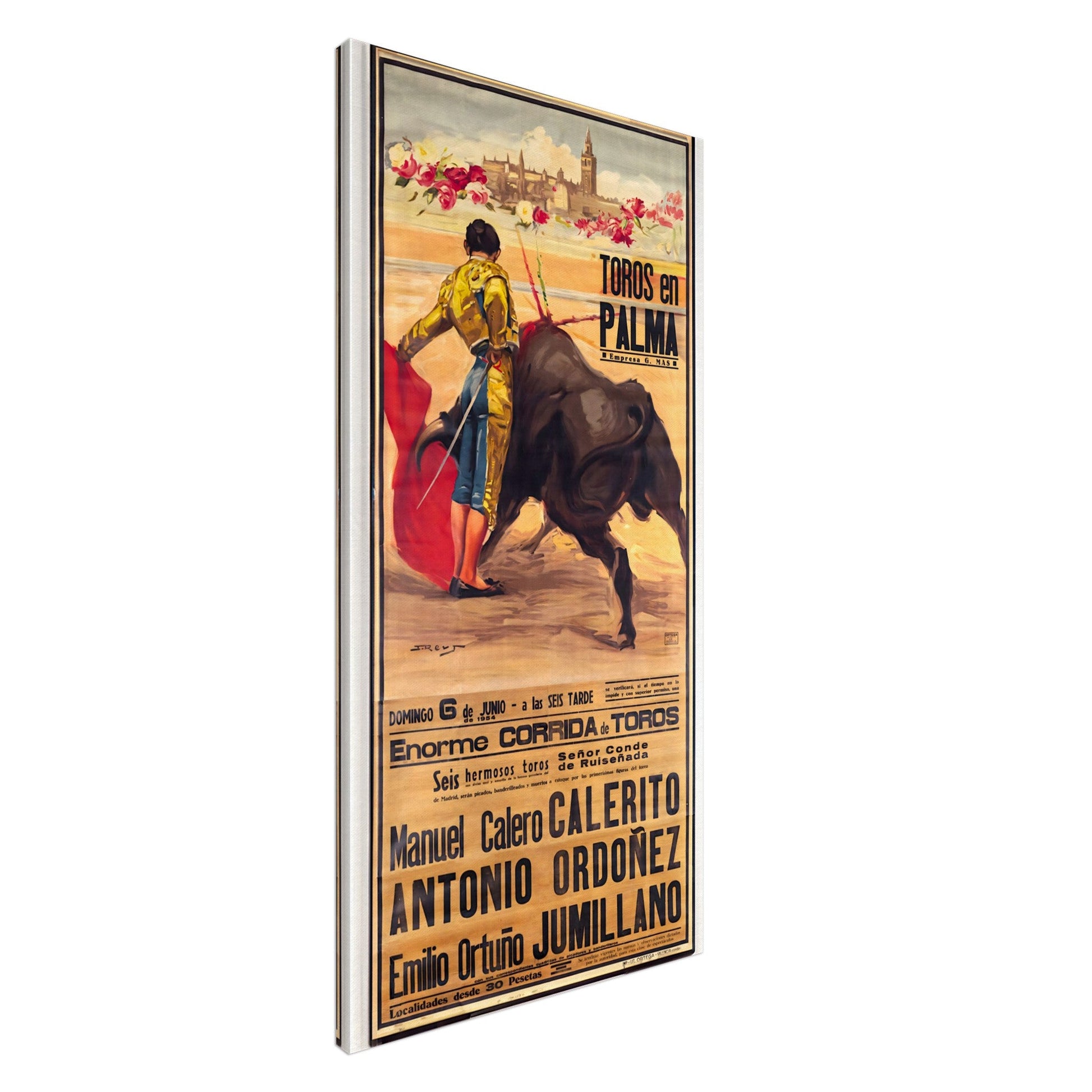 Toros En Palma 1954, Mallorca, Canvas Print - Posterify