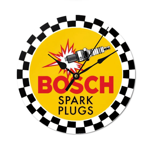 Vintage Bosch Spark Plug Wooden Clock - Posterify