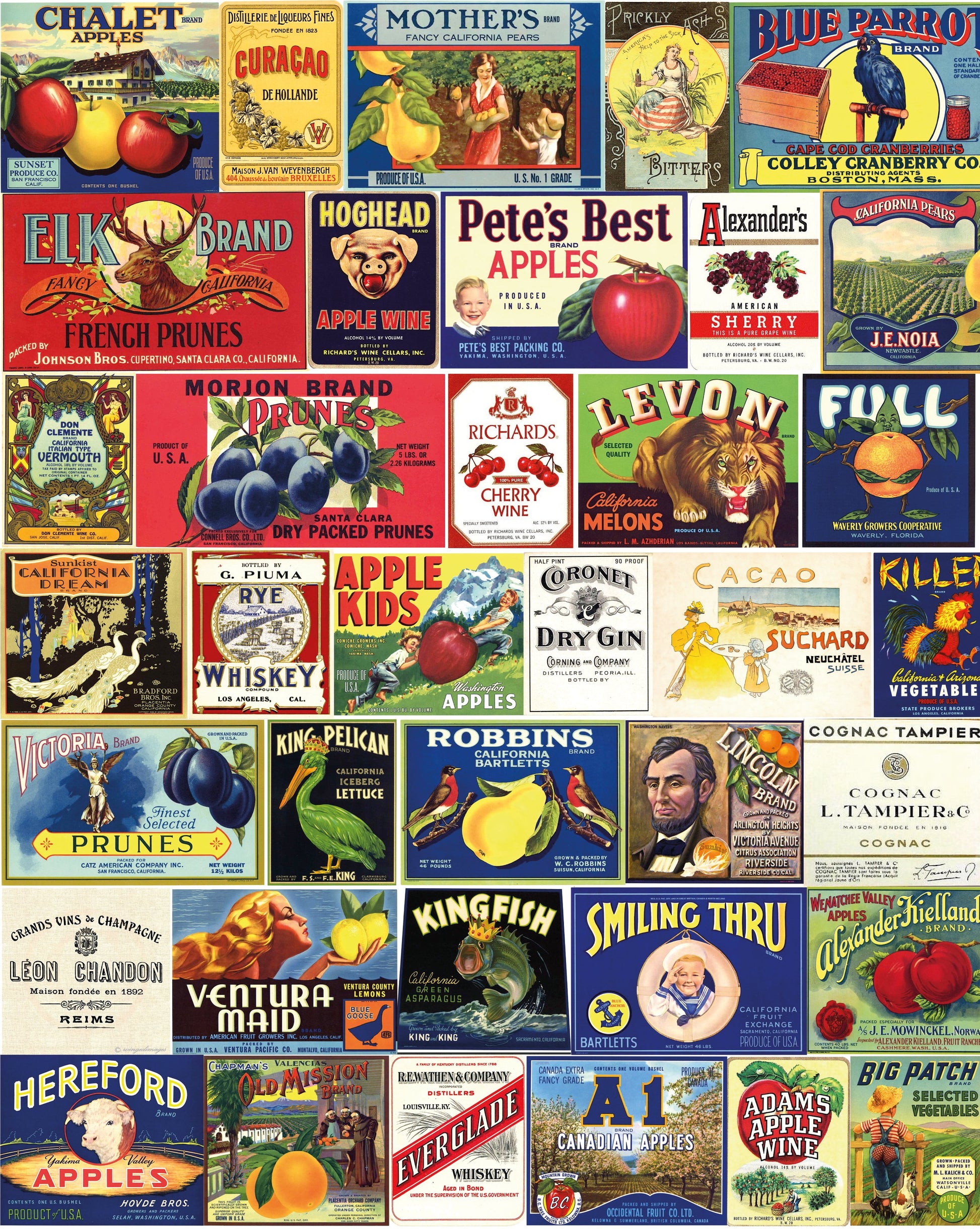 Vintage Food & Beverage Labels Floor Mat - Posterify
