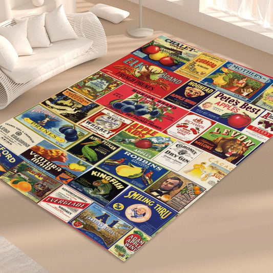 Vintage Food & Beverage Labels Floor Mat - Posterify