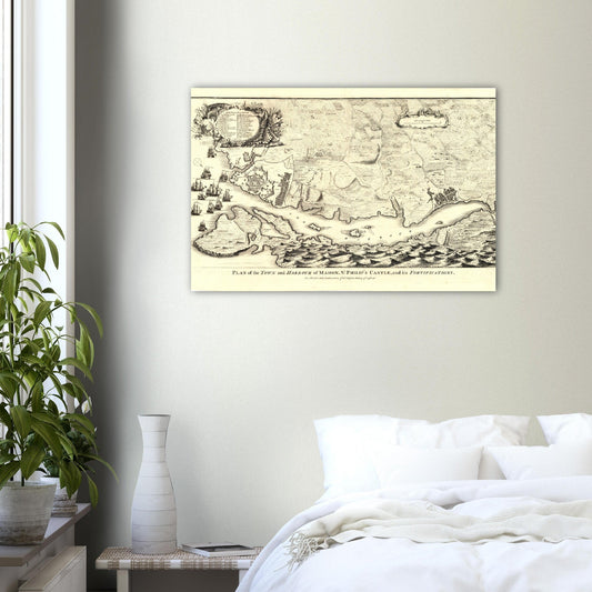 Vintage Mahón, Menorca Map Anno 1744 Reprint on Premium Matte Paper - Posterify