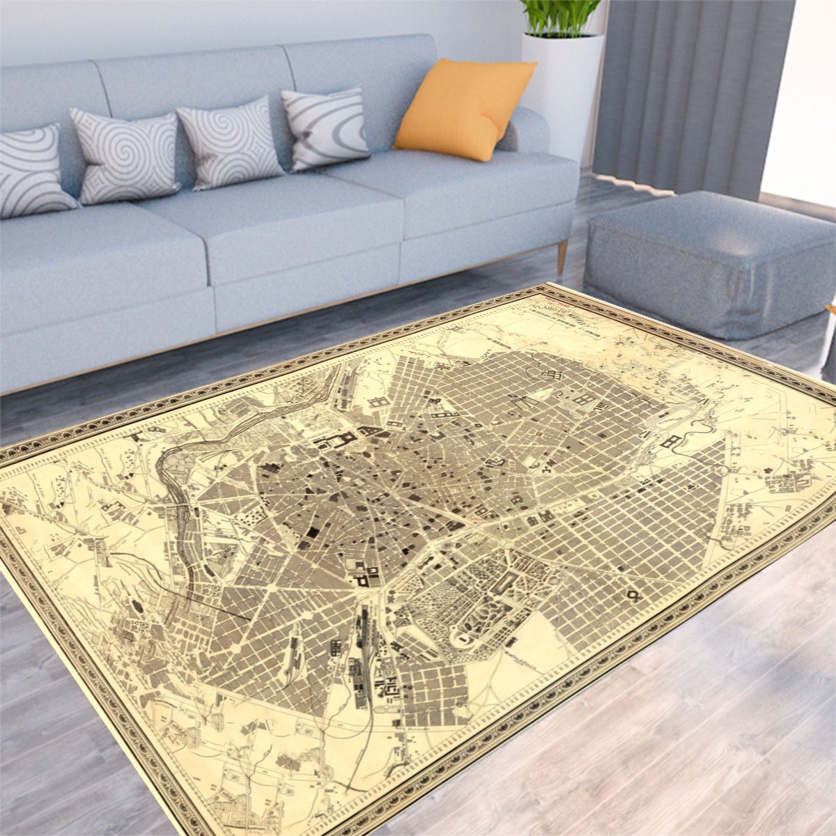 Vintage Map of Madrid City anno 1890 Floor Mat - Posterify