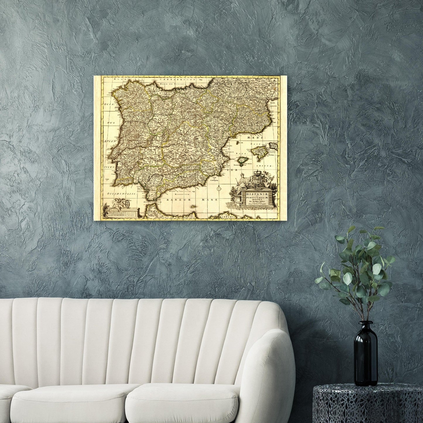 Vintage Map of Spain Anno 1705 Reprint on Premium Matte Paper - Posterify