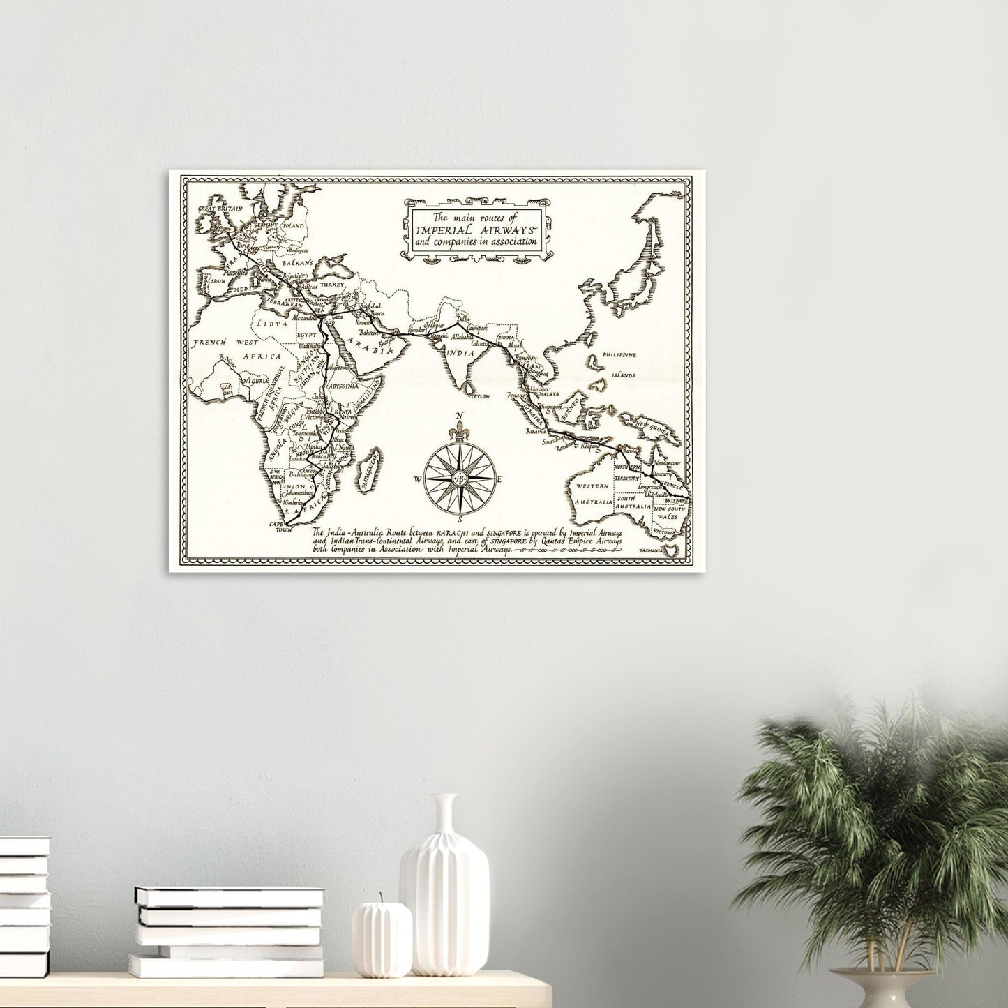 Vintage Map Reprint of Imperial Airways Route - Posterify