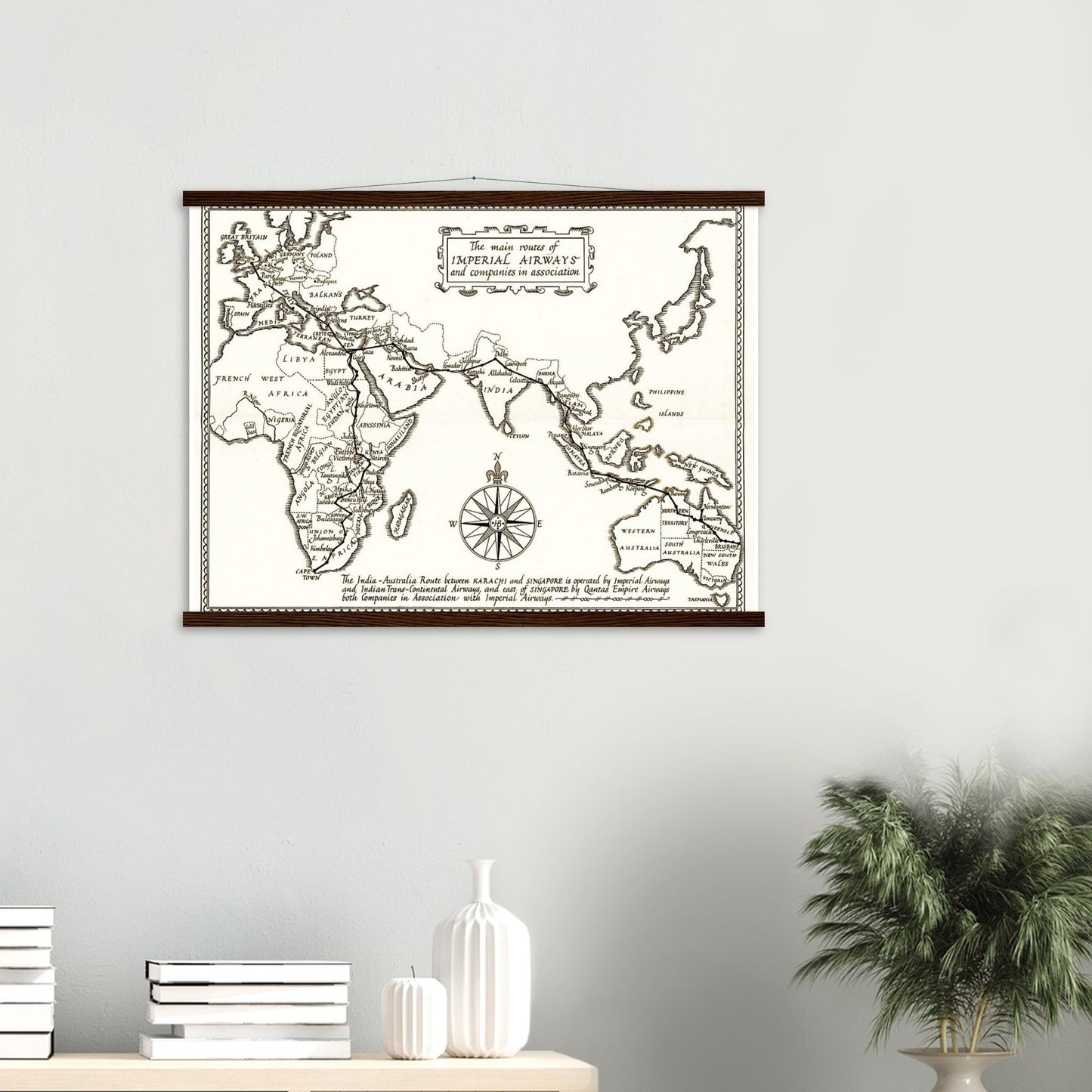 Vintage Map Reprint of Imperial Airways Route - Posterify