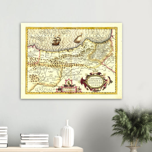 Vintage Nautic Biscay Map Anno 1606 Reprint on Premium Matte Paper - Posterify