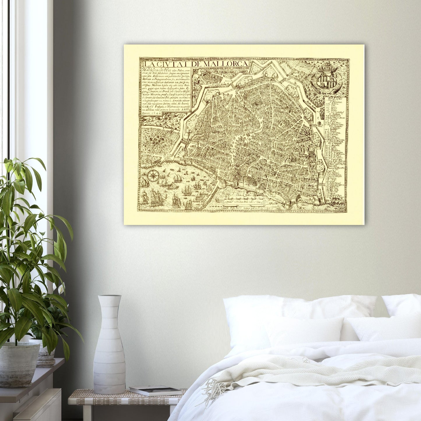 Vintage Palma City, Mallorca Map Anno 1644 Reprint on Premium Matte Paper - Posterify