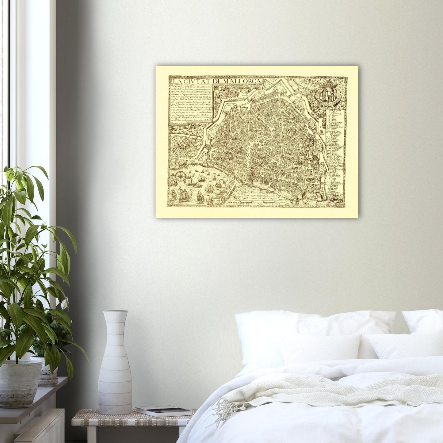 Vintage Palma City, Mallorca Map Anno 1644 Reprint on Premium Matte Paper - Posterify