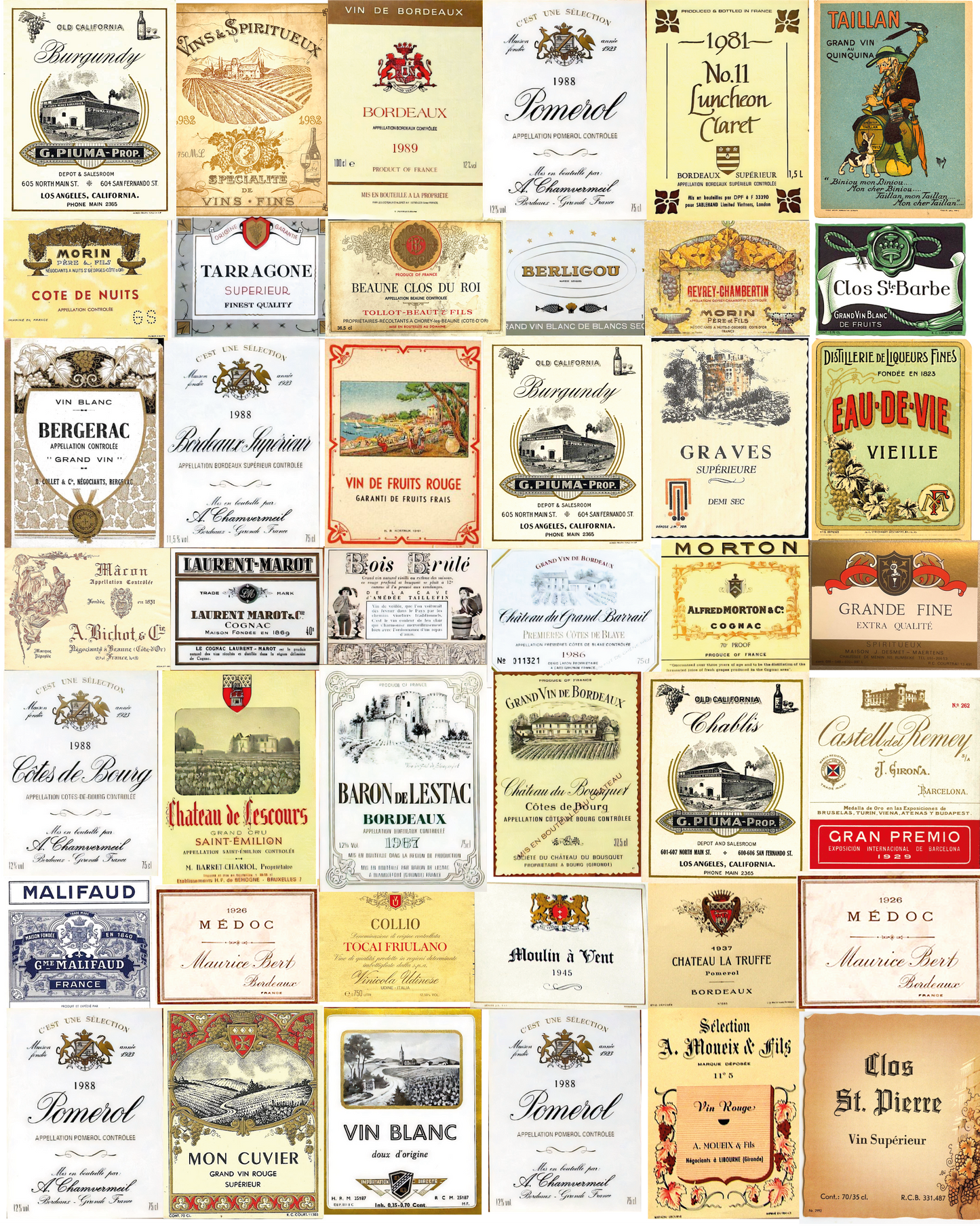 Vintage Wine Labels Collage Floor Mat