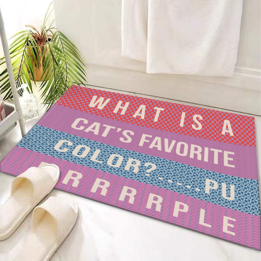Door Mat 'What is a cat's favorite color? Purrrrrrrple' - Posterify