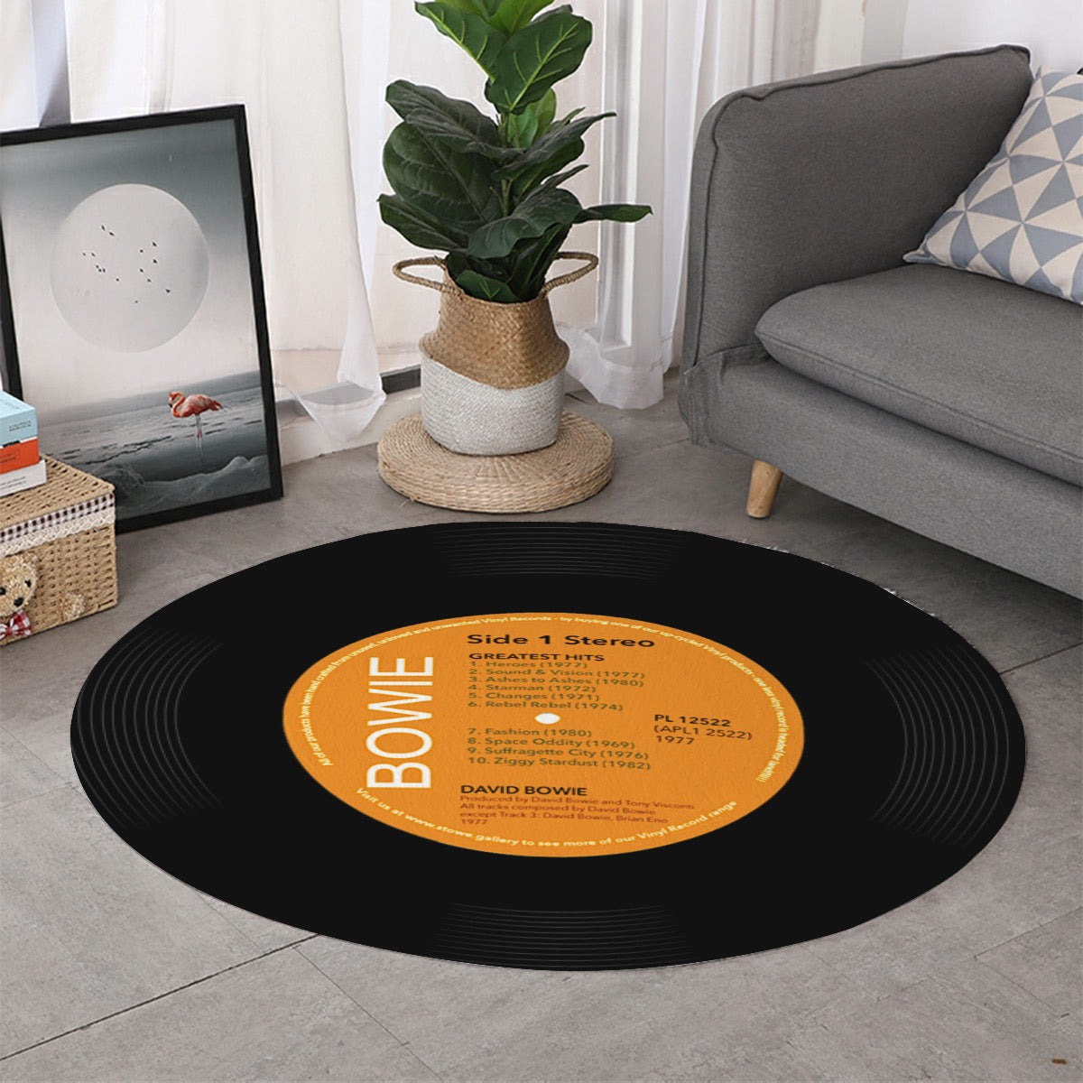 David Bowie, Greatest Hits, Vinyl Record Round Mat (Can also be used as sound Damper on wall - Posterify